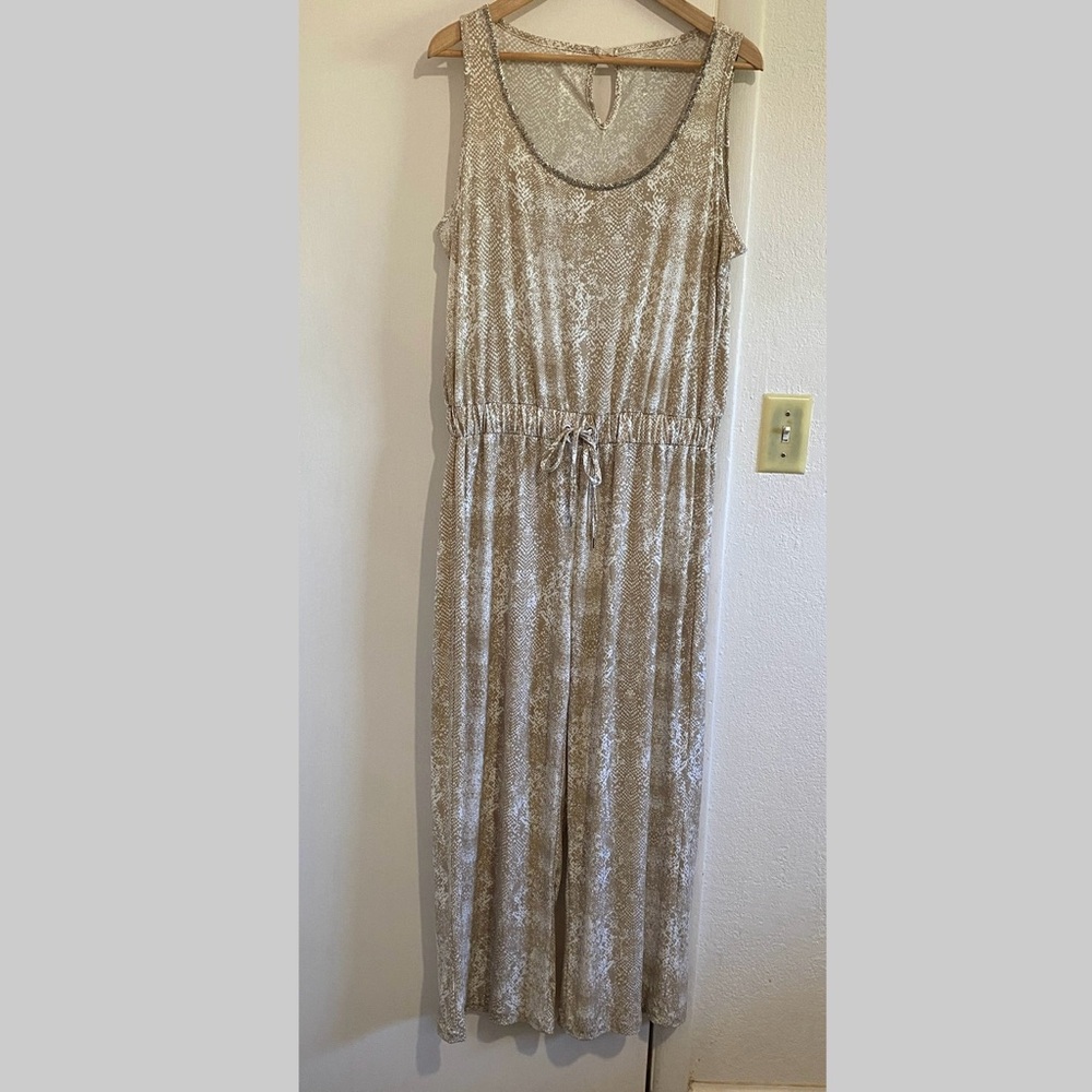 Juicy Couture Desert Dusk Snake Print Jumpsuit Sleeveless Beaded Sz M Preppy - Picture 2 of 11